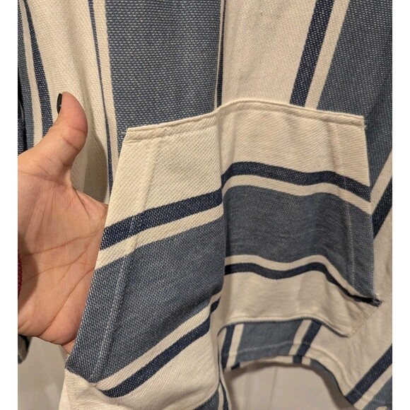 Hurley Men's Size Large OG Hooded Poncho - Barely Bone Blue & Cream Striped - Picture 6 of 9